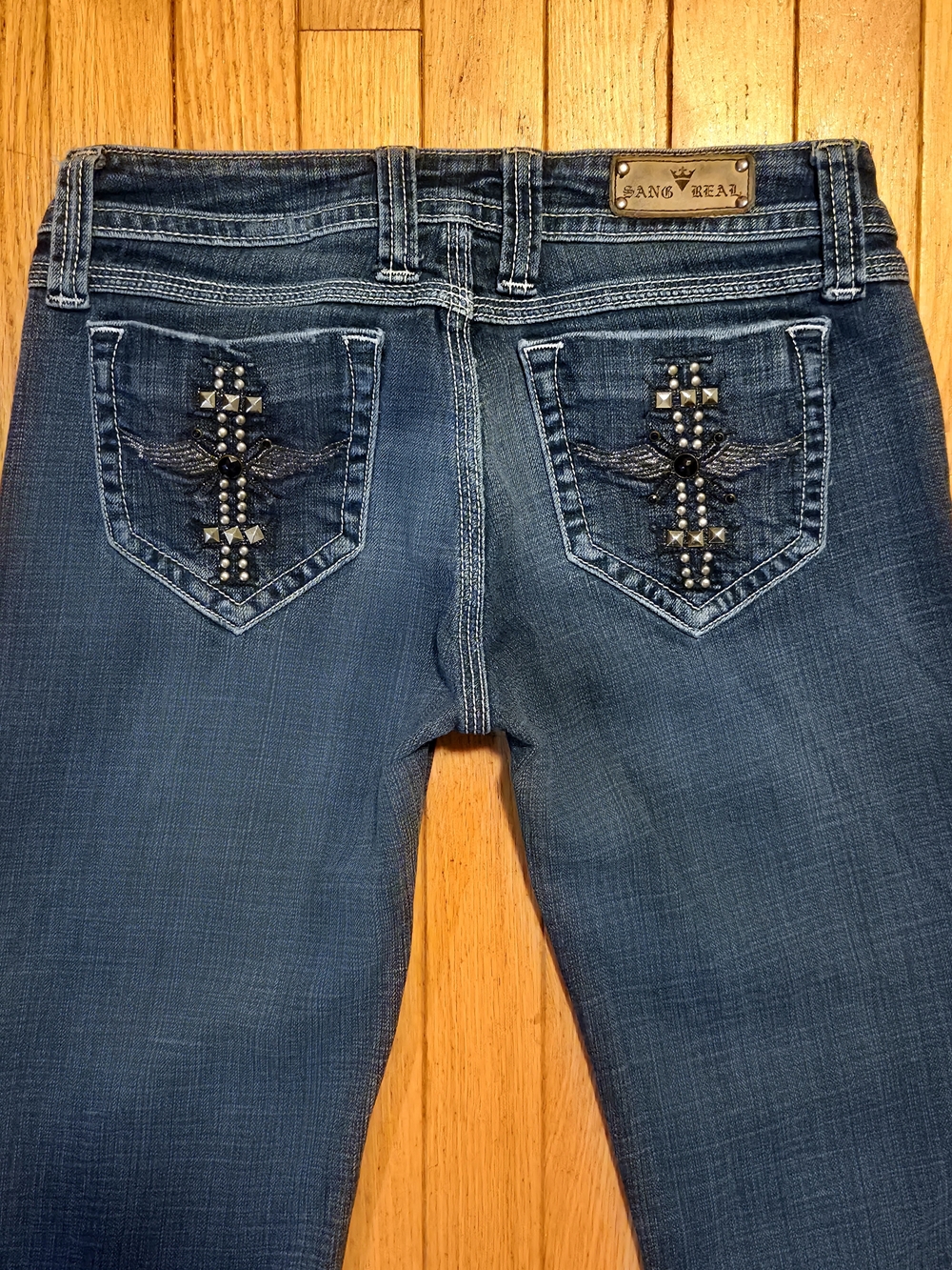 ​Sang Real By "Miss Me" Only The Chosen" Embellished Cross Wing Bootcut Jeans